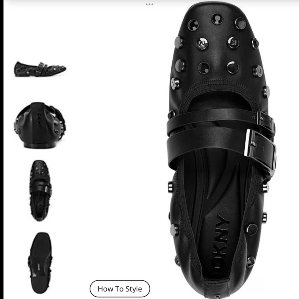 DKNY Black Studded Ballet Flats - Picture 2 of 4